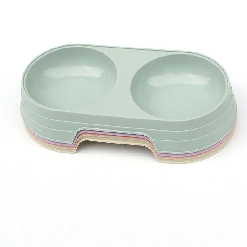 Zestaw misek dla psów i kotów o podwójnym zastosowaniu, łatwy w czyszczeniu, okrągła plastikowa miska dla zwierząt odporna na uderzenia na wodę i karmę, różowa, niebieska, beżowa, fioletowa.