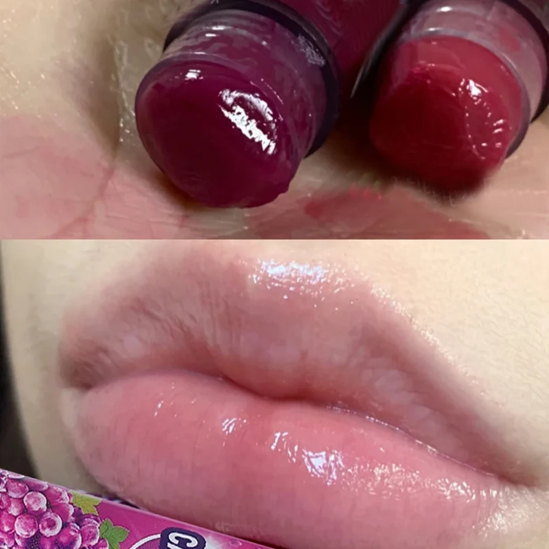 Bálsamo labial de sabor a uva, hidratante, Nutrición de larga duración, antigrietas, tinte de labios de color, cosméticos para el cuidado, 3 unids/set