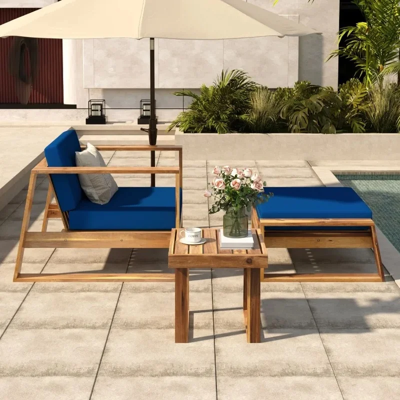 

Acacia Wood Outdoor Lounge Chair Set for Patios, Balconies, and Gardens