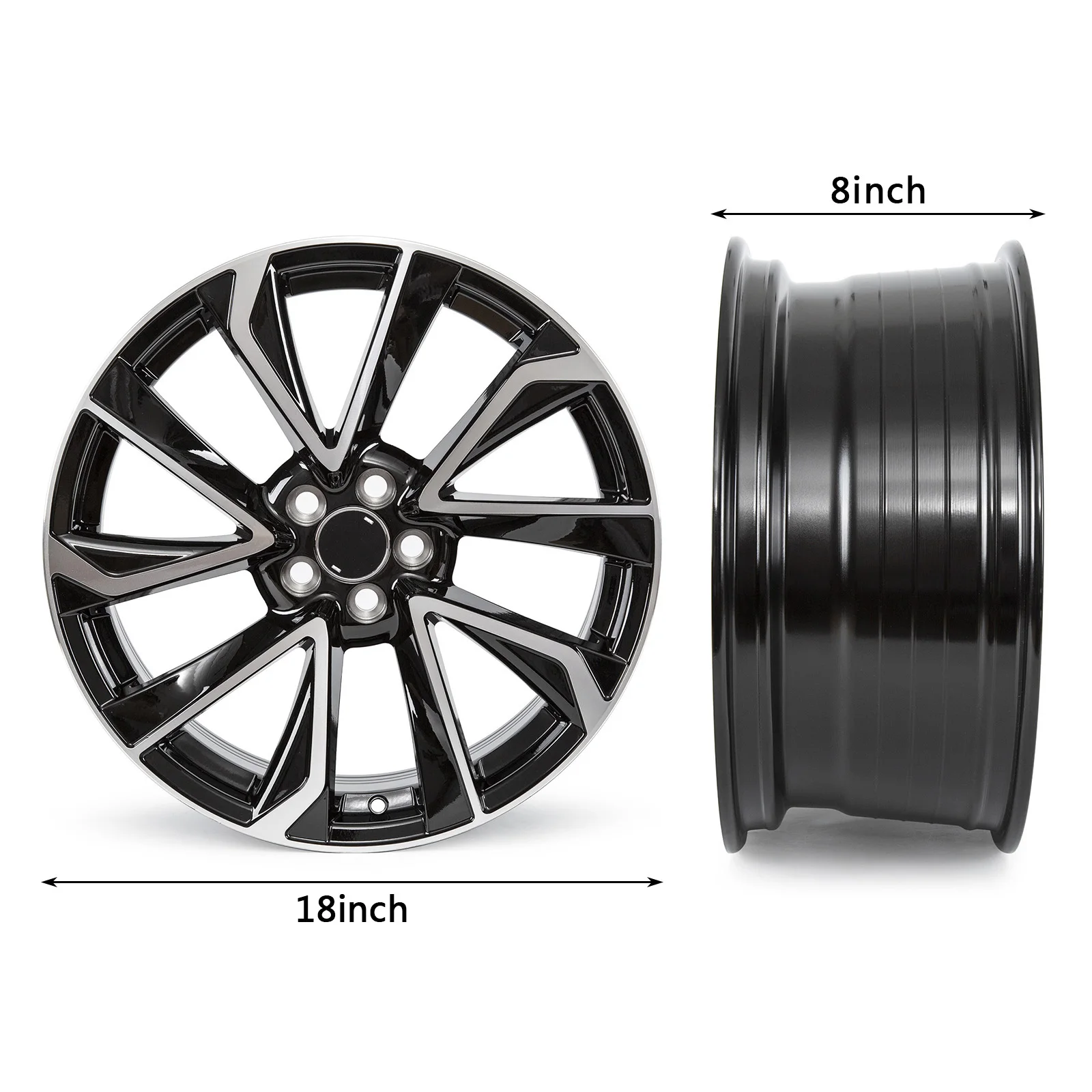18X8 بوصة محاور العجلات 1 قطعة استبدال حافة الألومنيوم عجلات السيارة مناسبة ل 2019-2024 تويوتا كورولا العجلات السوداء #2