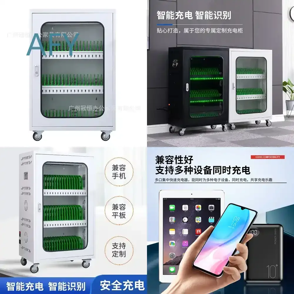 Smartphone Charging Cabinet for Tablet Storage Charging Station for iPad Android Tablets Lockable Device Charging Organizer
