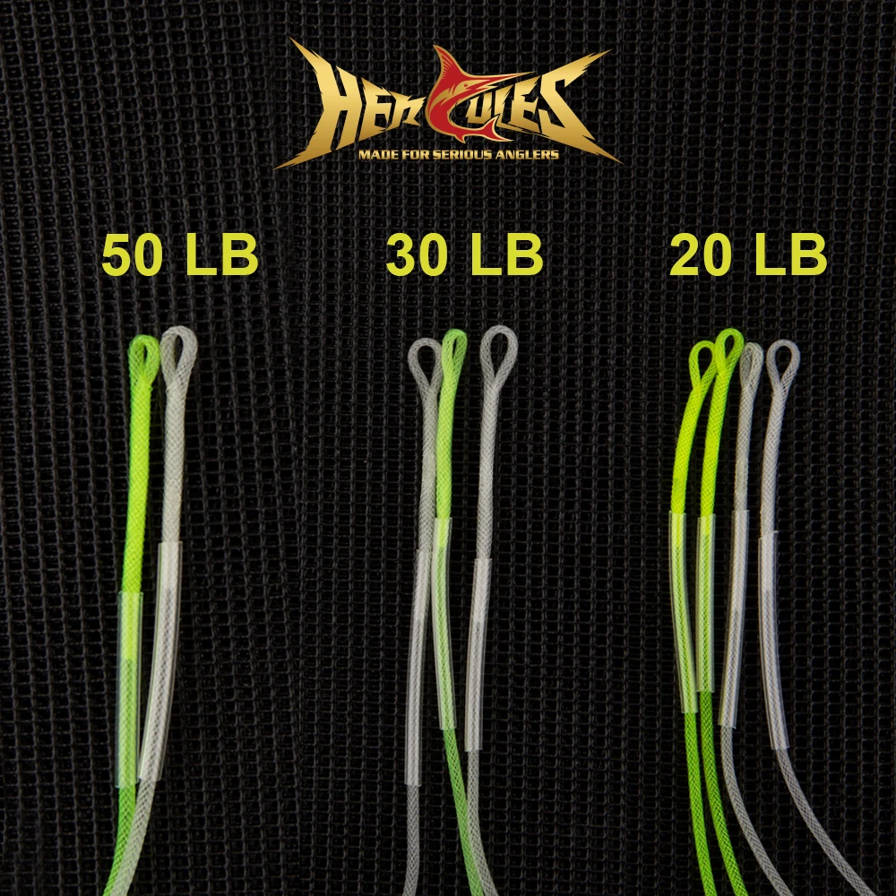 Hercules Leader Loop Connectors for Fly Line - High Strength Nylon Braided Fishing Accessories - 20LB 30LB 50LB - Pack of 9