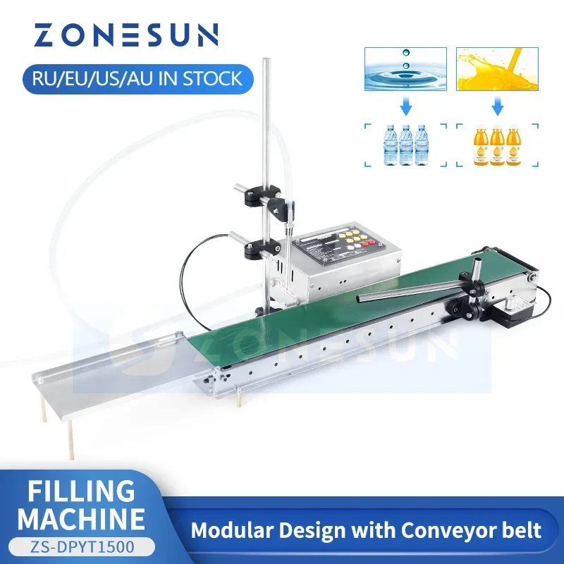 ZONESUN Machine de remplissage liquide automatique Bande transporteuse électrique Sauna unique Haute précision Chaleur 02/10/2018 ZS-DPYT1500