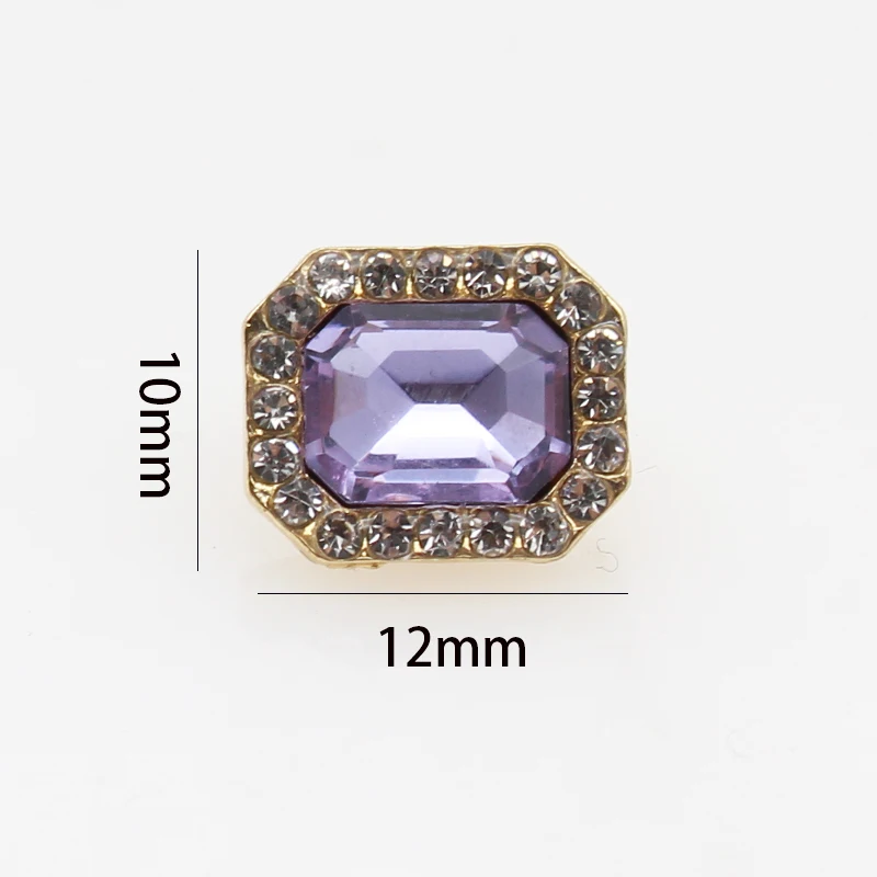 10 Pcs/ Set 12*10MM Rectangle Rhinestone Buttons Sewing For Needlework DIY For Wedding Decoration Clothes Accessories