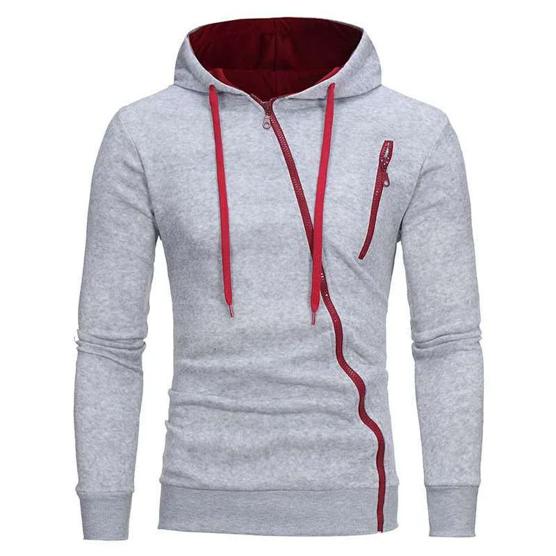 Man Hoodie Two Piece Set Tracksuit Men Diagonal Zipper Sweatshirts for Men Casual Fashion Suits Personality Sweatsuit Daily 2024