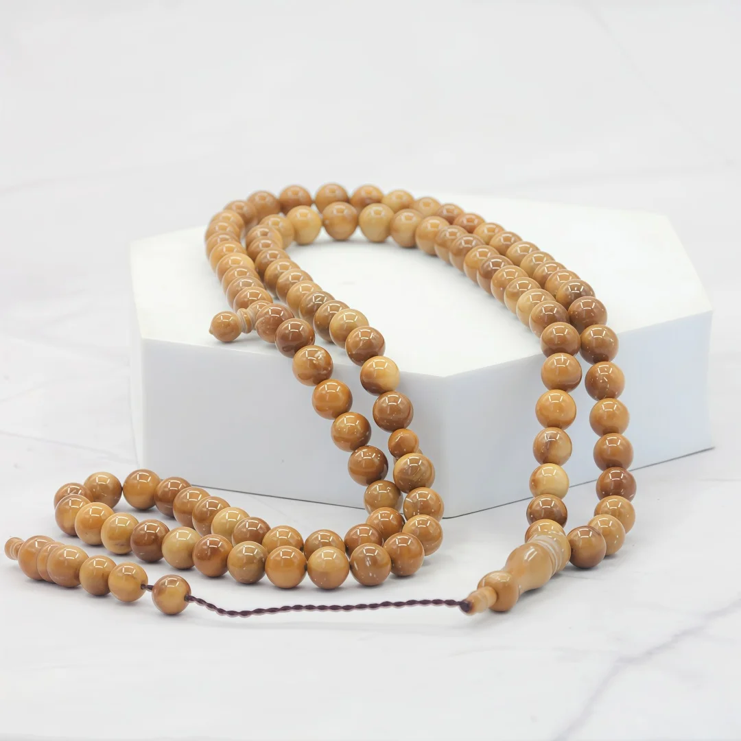 Cooke 8‑mm 99‑bead Prayer Beads, Natural Nut‑shell Long Strand, Chanting Rosary, Multi‑loop Counting Bracelet, Gift