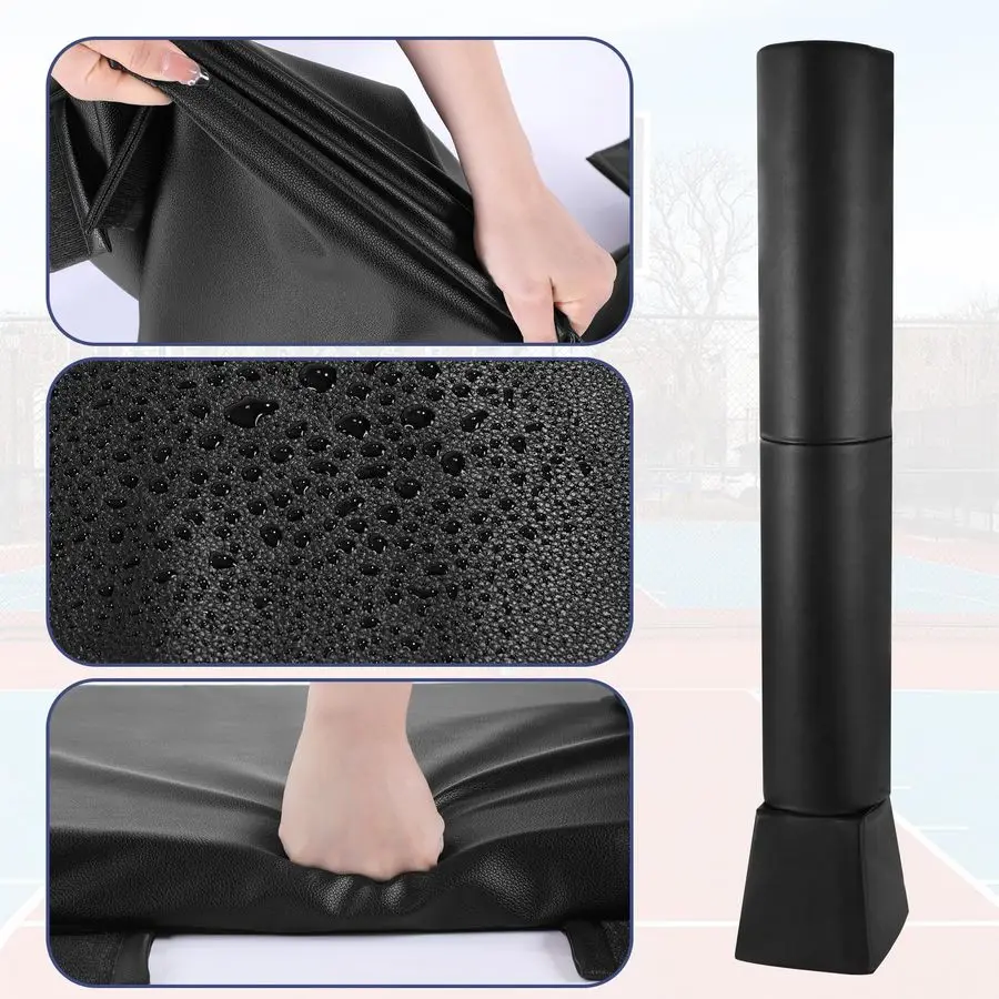 بطانة مربعة لعمود كرة السلة للتدريب، مرفق إرجاع كرة السلة شديد التحمل، وسادة حماية متينة مقاومة للماء