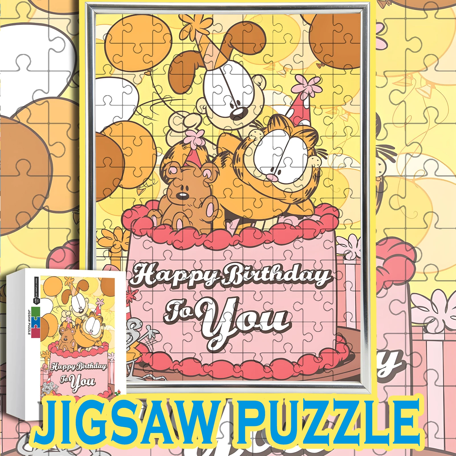 

Vintage Comic Style Garfield Birthday Scene Puzzle 108-1000pcs Wooden Home Decor