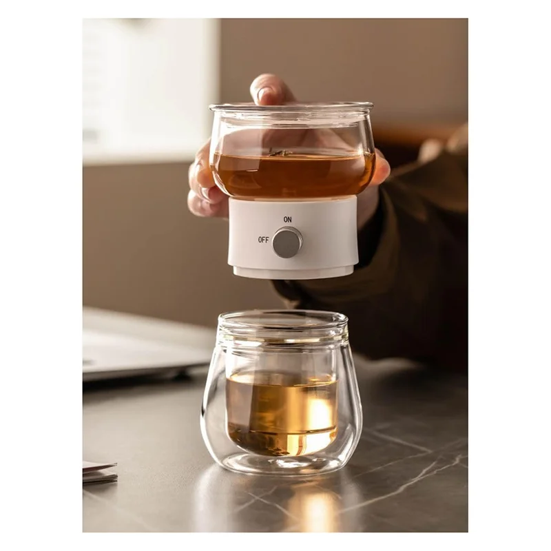 PORK-240Ml Glass Tea Pot Set With One-Key Separation, Stainless Steel Filter And Travel Tea Infuser,Ideal For Steaming Tea