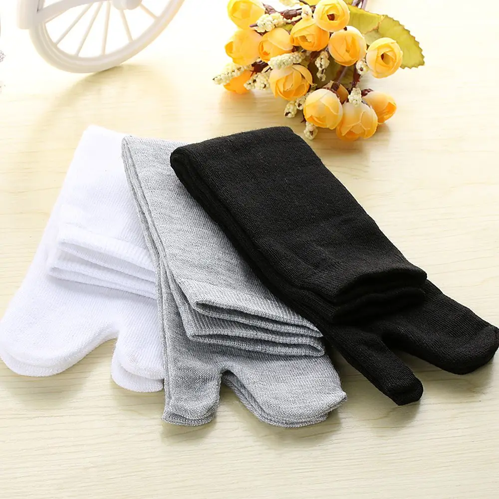 

1Pair Japanese Two Toe Socks Men And Women Kimono Flip Flop Sandal Split Ninjia White Black GreyTabi Toe Socks