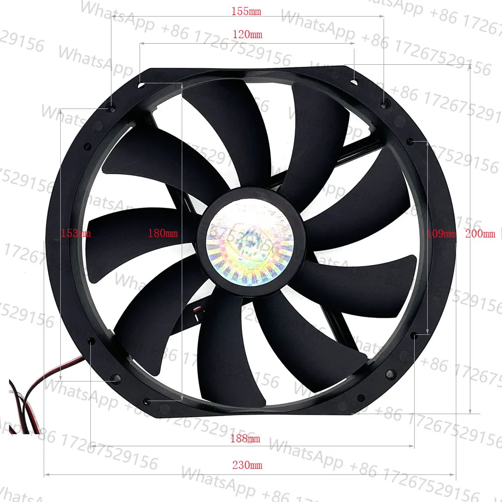 New Large Size Air Flow Computer Case Fan,230mm 23cm 12V Mute Low Noise Cooling,230X200X30mm A23030-07CB-3MN-F1 DF2303012SELN
