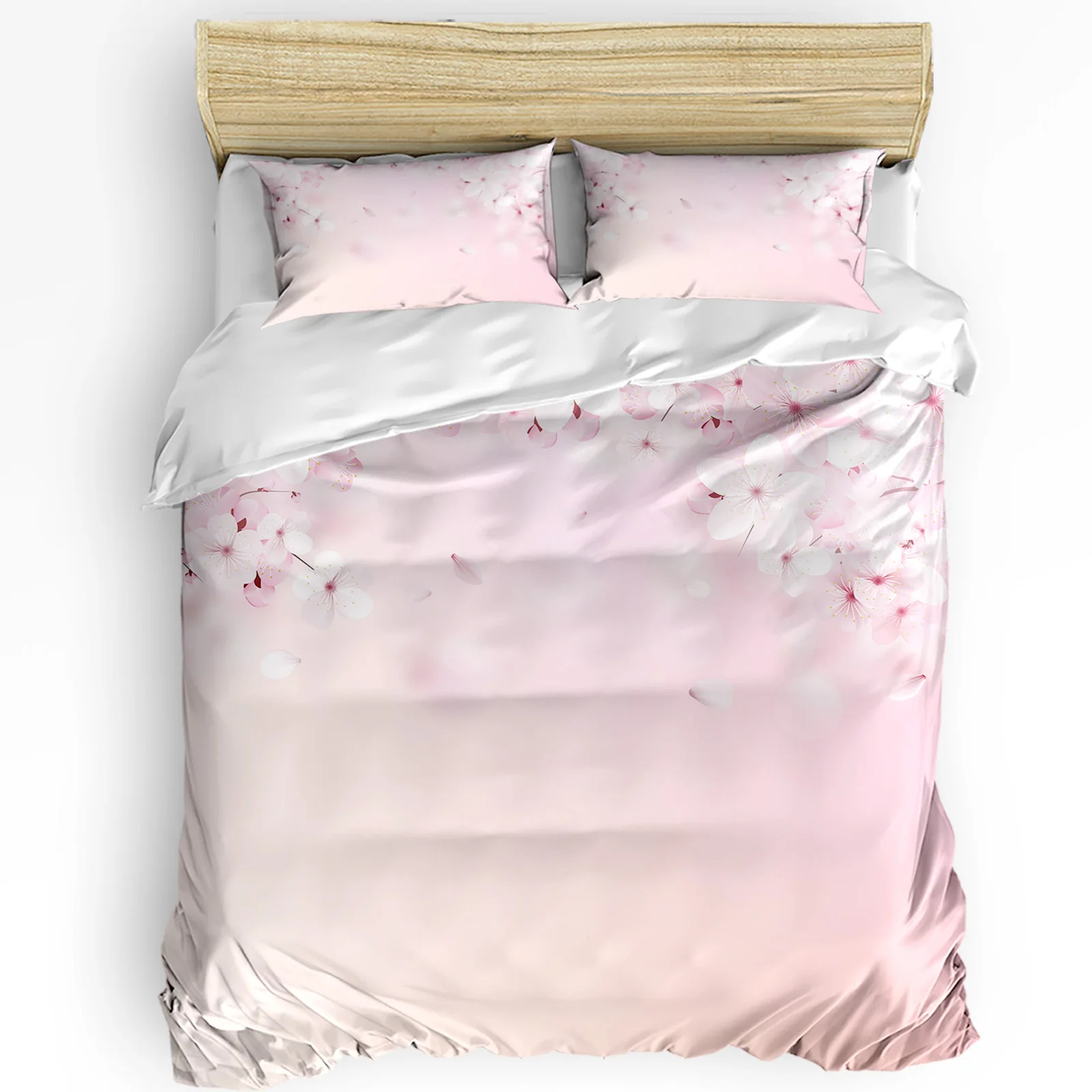 Spring Flower Peach Blossom Pink Cherry Blossoms Duvet Cover With Pillow Case Bedding Set Quilt Cover Double Bed Home Textile