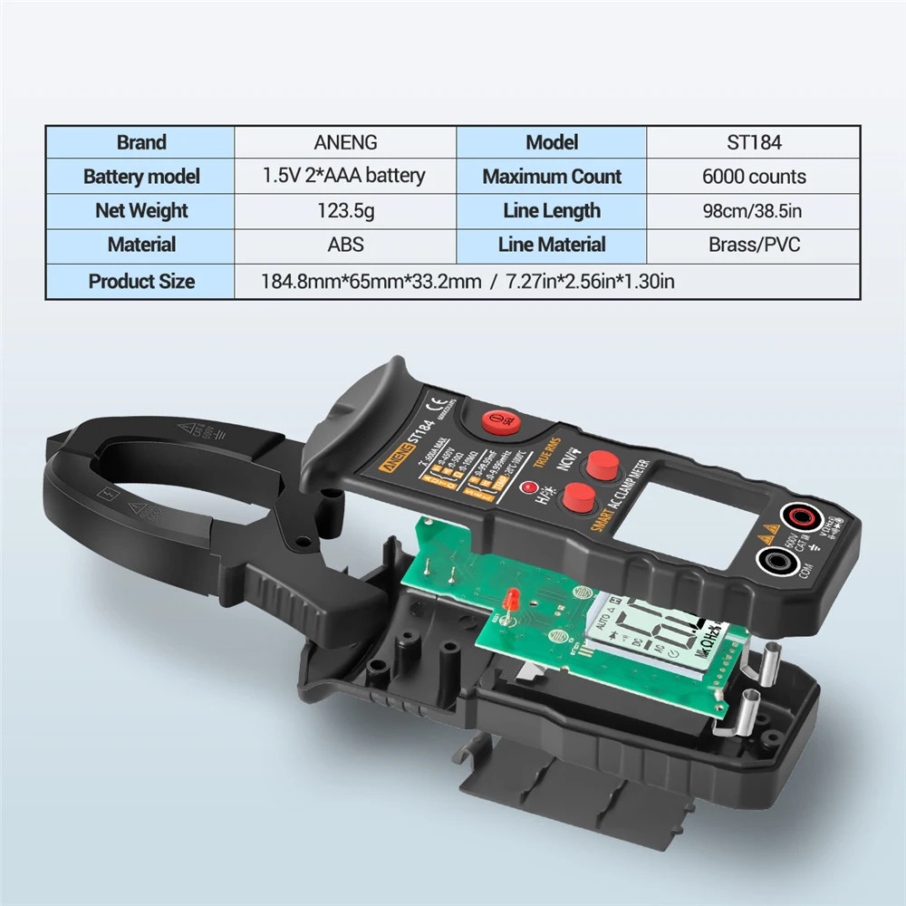 Digital Clamp Multimeter Voltmeter Tester Amp Volt Meter Auto-ranging 6000 Counts AC DC Current Voltage Resistance Capacitance