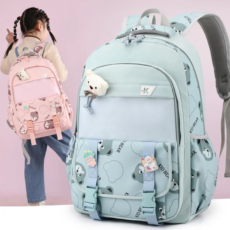 Mochila infantil bonito urso graus 3-6 saco de escola ortopédica leve para alunos da escola primária