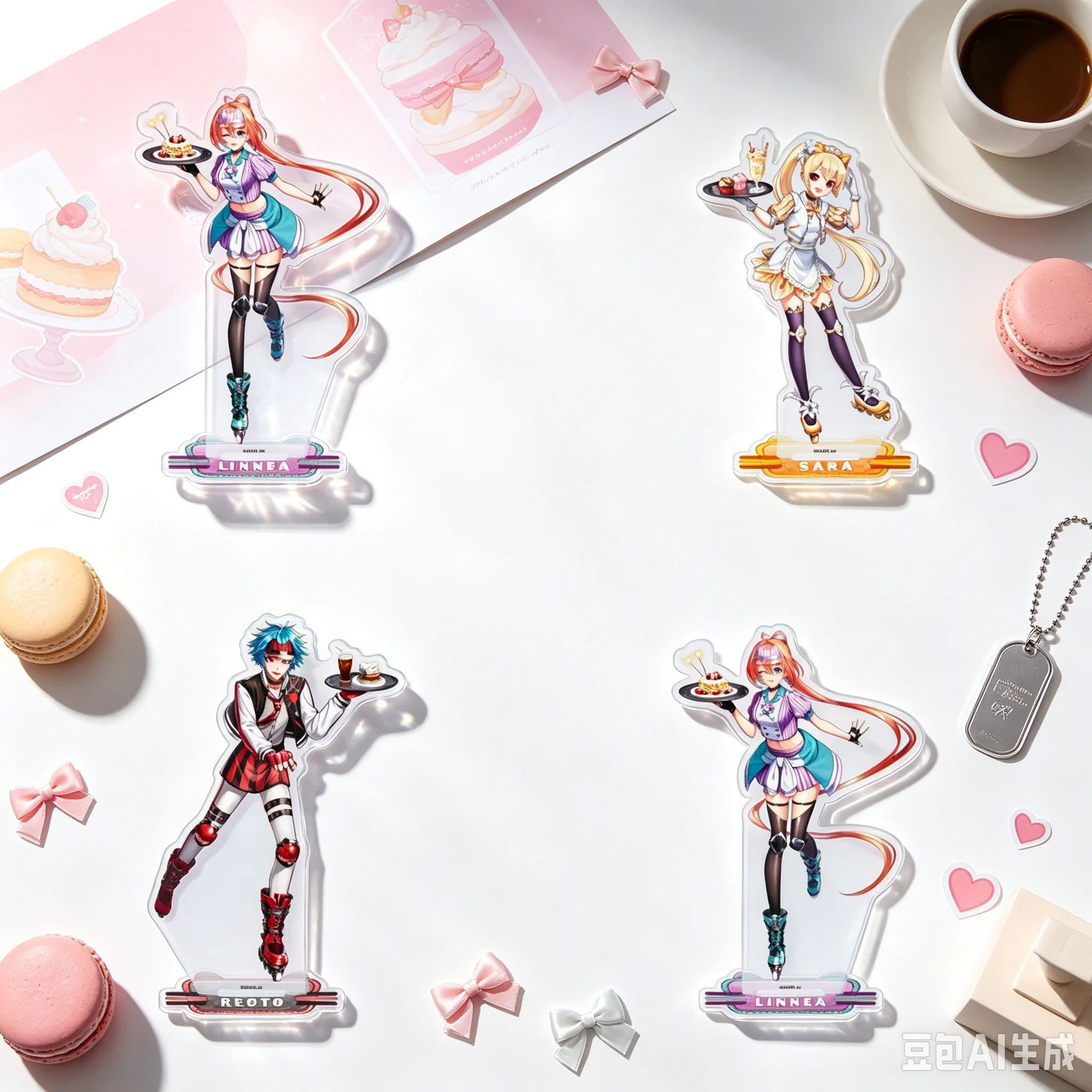 15cm Anime White Cat Project Acrylic Stand Model Bookshelf Decoration Lovely Products High Definition Images High Pixel Keychain