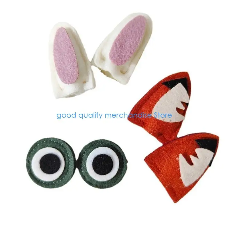 Y5JD 10 أزواج أرنب/ثعالب الأذن يزين DIY بها بنفسك قفازات الأوشحة الملابس بقع الخياطة