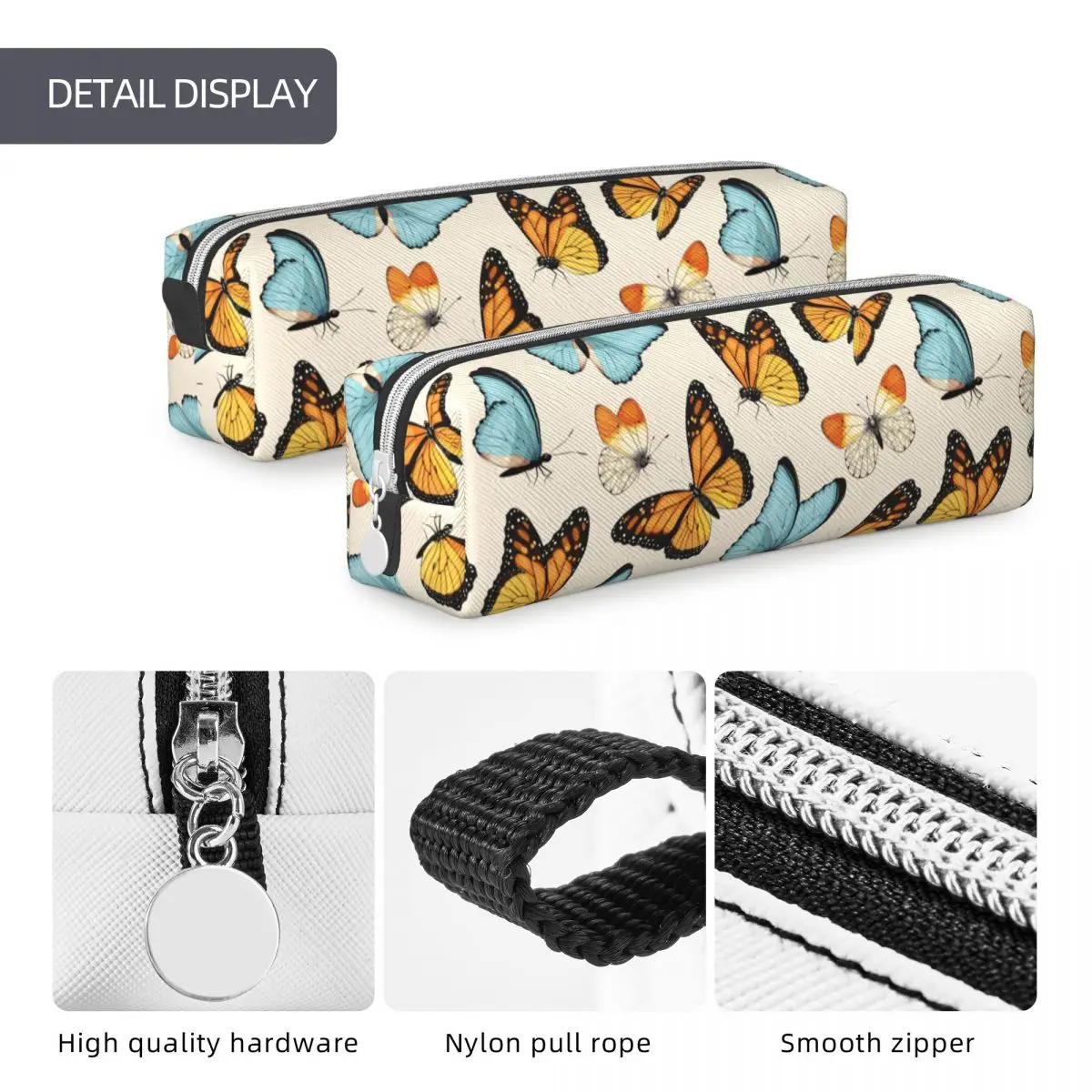 Vinatge Butterfly Pattern Pencil Cases Pen Box Bags Student Big Capacity School Supplies Cosmetic Pencilcases