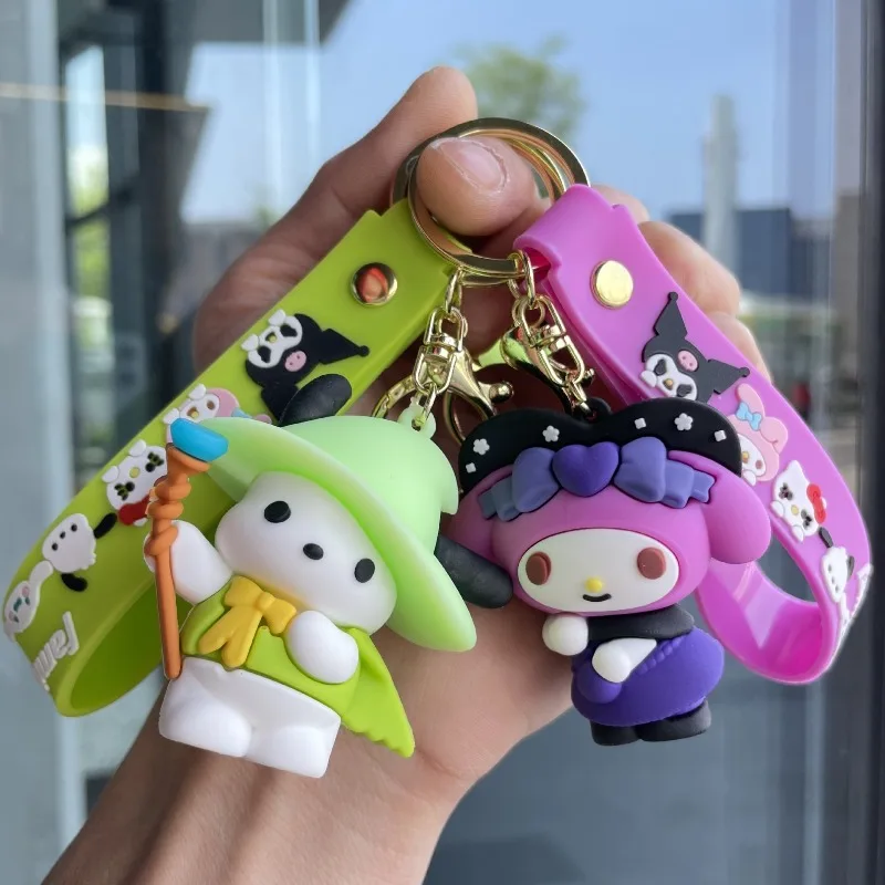 Dessin animé magique Kuromi poupée porte-clés grande oreille chien Anime sac à dos pendentif porte-clés Couple poupée voiture accessoire petit pendentif