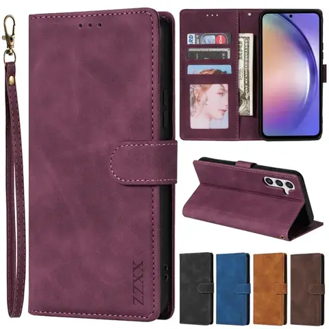 Wallet With Card Slot Flip Leather Case For Samsung Galaxy A05s A07 A13 A14 A15 A16 A17 A26 A34 A35 A36 A52 A53 A54 A55 A56 A71