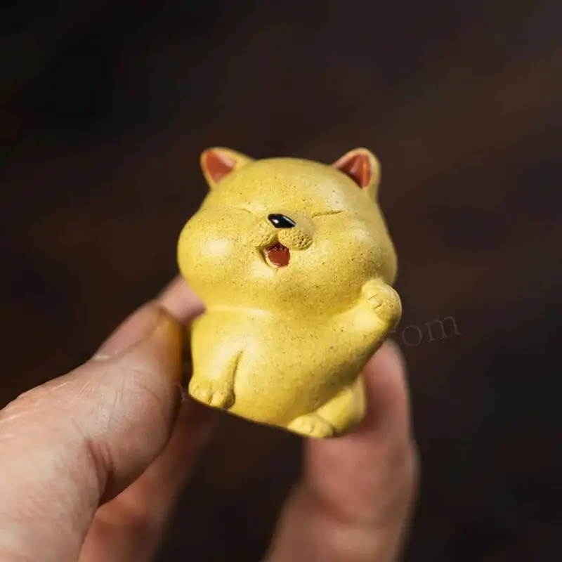 Исин Цзыша, чайная фигурка собаки, Дуань, грязь, миниатюрная ручная работа, увеличивающая богатство, чайный сервиз со знаком зодиака Шиба-ину, чайная церемония
