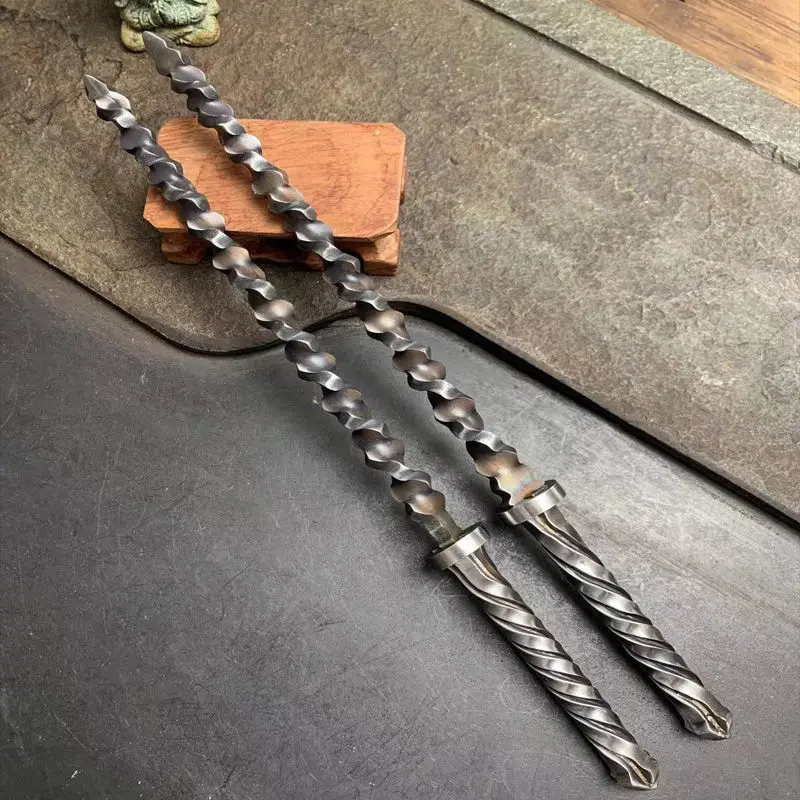 27cm Handmade Whip Twist Desktop Ornament Mini Small Weapon Collection Double Whip Cold Weapon Tool