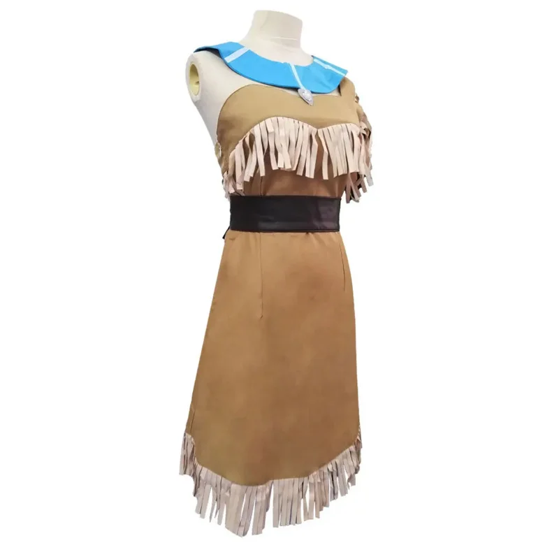 WAT18 Indian Princess Cosplay Aboriginals Chief Costume Girls Women Pocahontas Huntress Dress Summer Beach Outfit Hallo New 2025