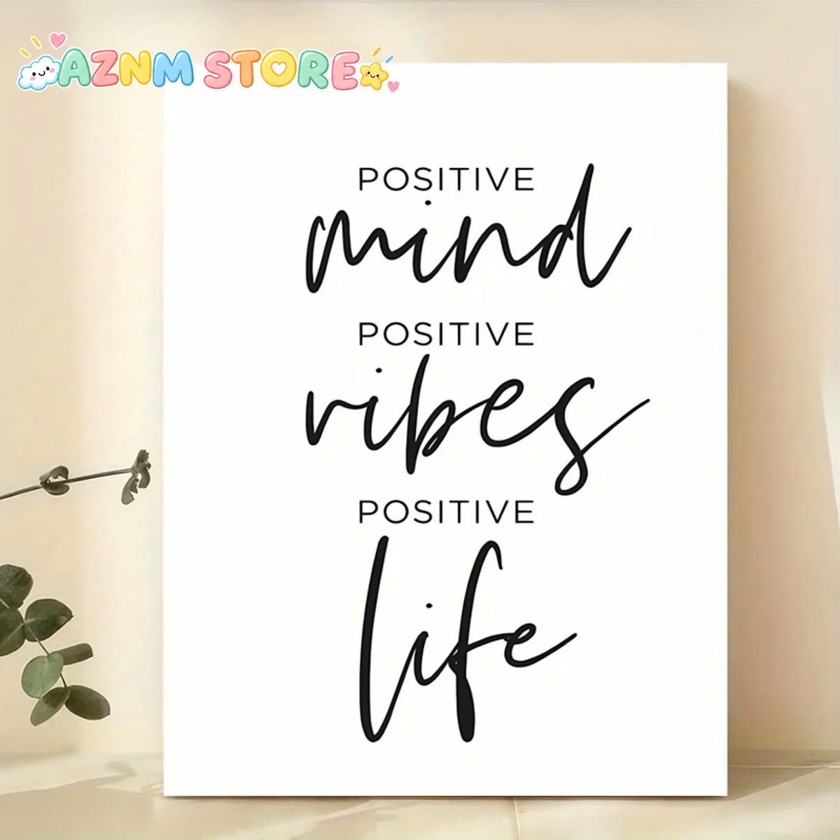 2D Flat 2027 Positive Mind Vibes Life Quote Poster - Modern Minimalist Vertical Frameless Wall Art, Inspirational Typography