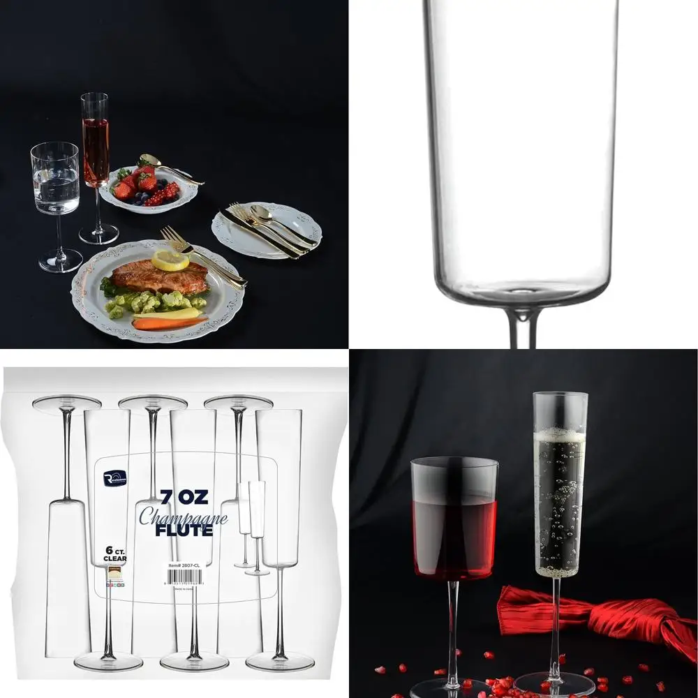 

Set of 72 Clear 7 oz Champagne Glasses, Crisp Design