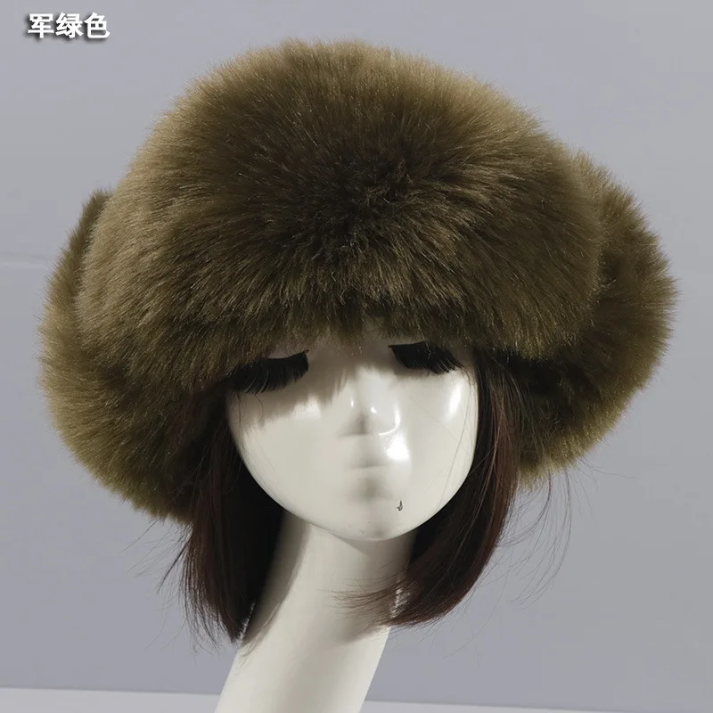 Fur Ushanka Women's Thick Warm Fur Ball Earflaps Cap Winter Fleece-lined Imitation Fur Fox Fur Northeast Cotton-Padded Cap