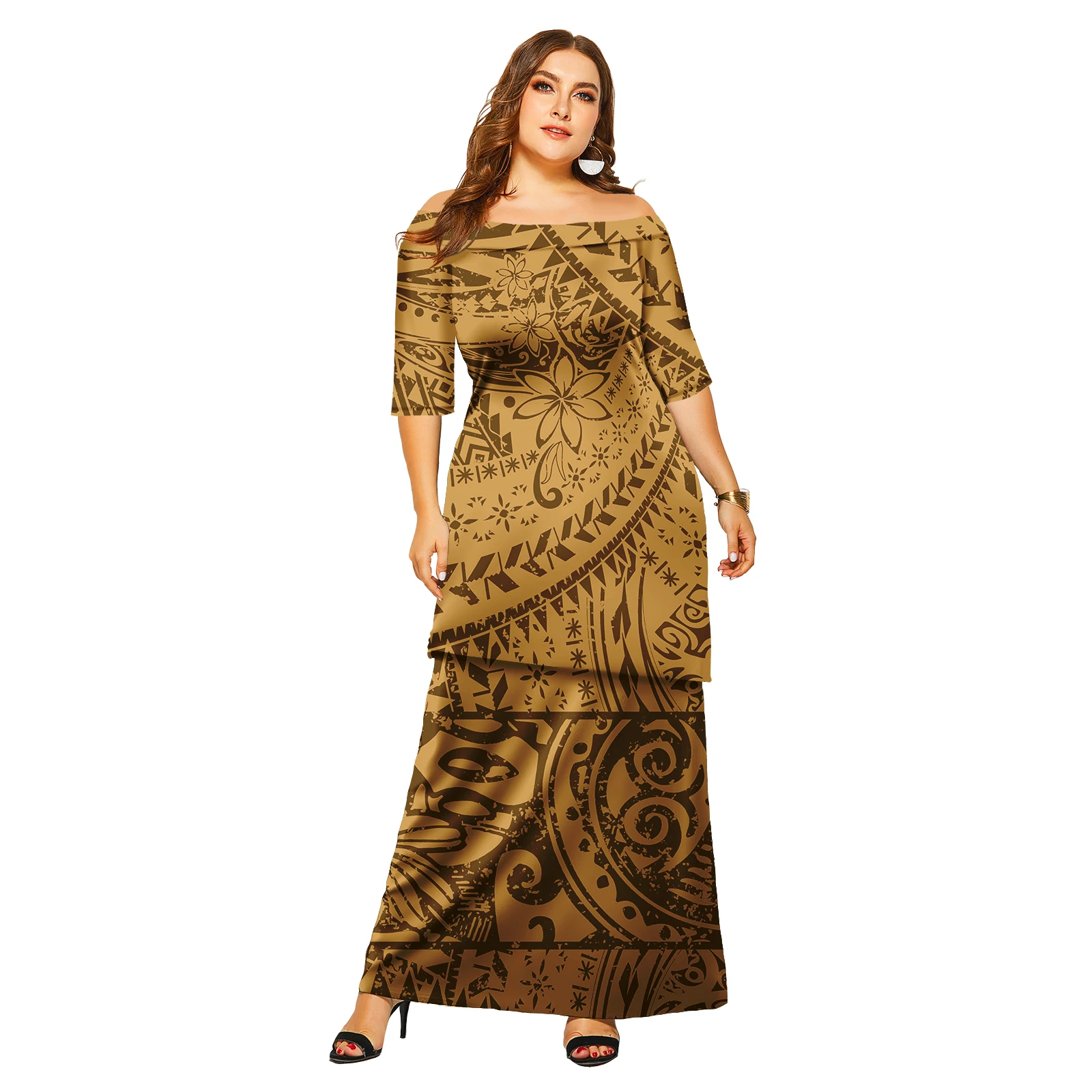 

Puletasi samoa set Samoan Islander Women's Casual Fashion Summer Short Sleeve Dress Set Two-piece Samoan Puleta West Suit