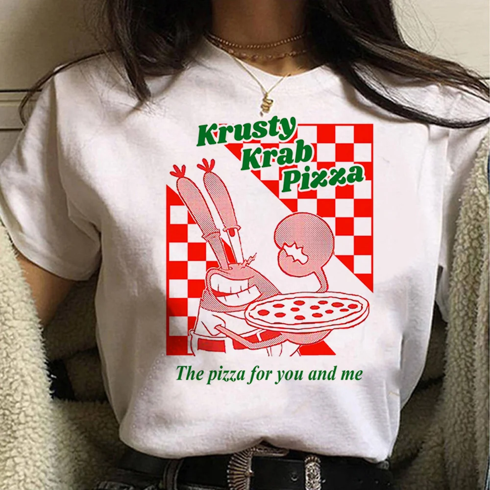 Krusty Krab Pizza tshirt women manga Japanese Y2K t-shirts girl anime clothes