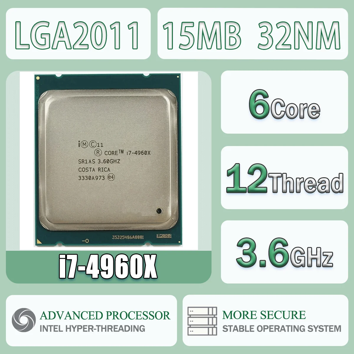 Intel Core I7-4960X 3,6 GHz 6 kernen 12 draden 15 MB 32NM I7 4960X Computer CPU-processor Serveerpakket LGA2011