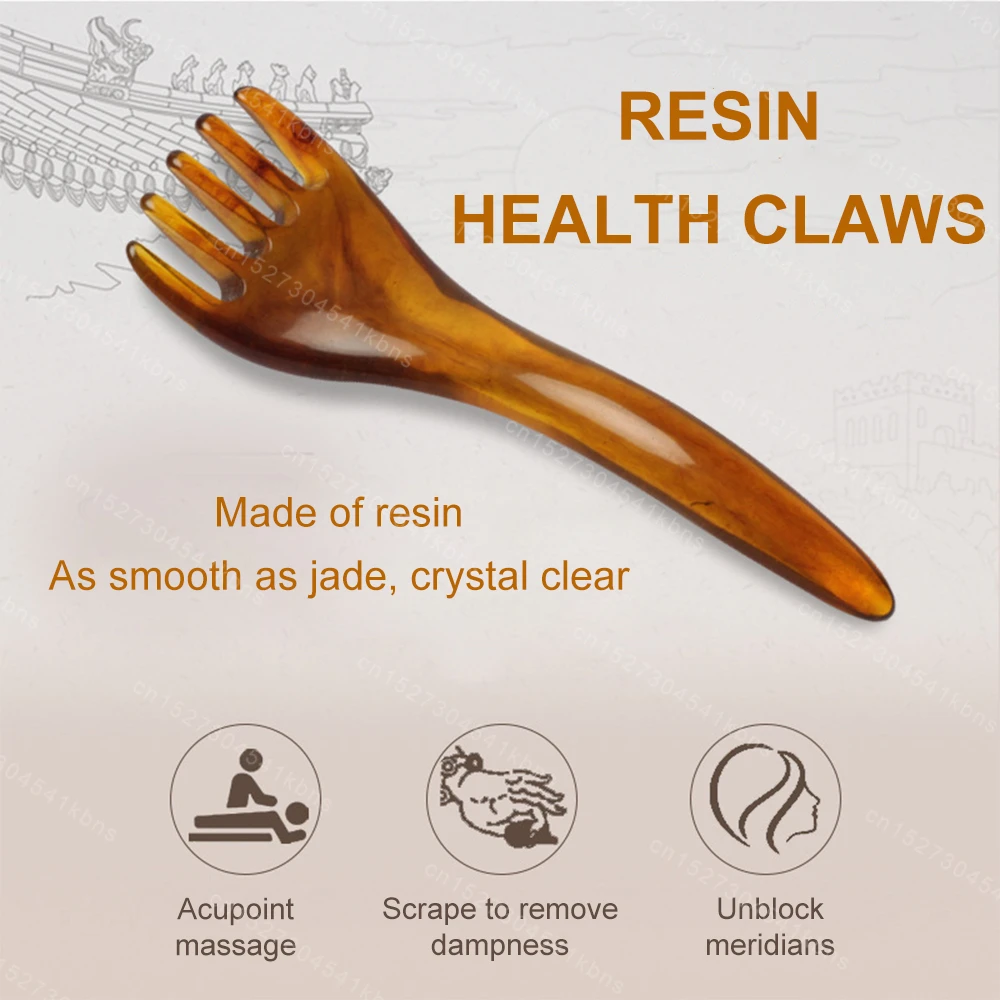 Resin Head Massager Scalp Gua Sha For Body Neck Leg Massage Five-claw Head Scraping Stick Massage Scraping Massage Claw Visage