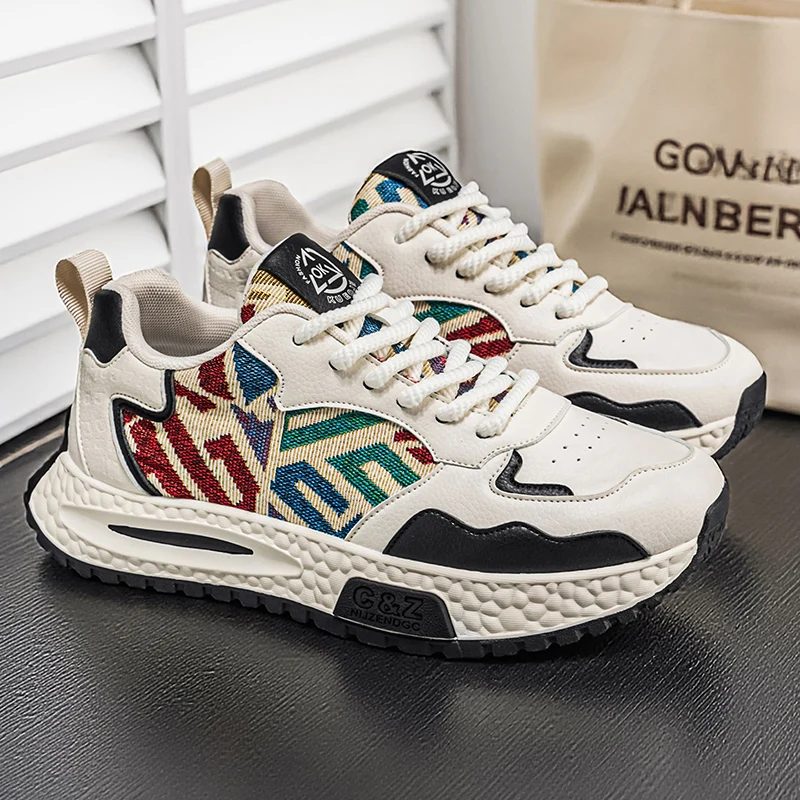 Men's Casual Sports Shoes, Fashionable Thick Soled Skateboarding Shoes, Trendy and Comfortable Men's Shoes Suitable for Outdoor
