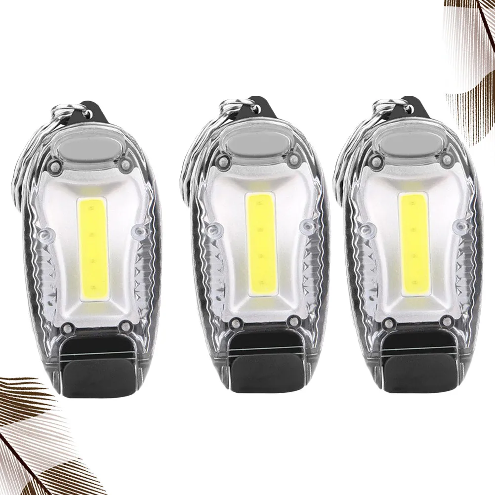3Pcs Bright Cob LED Keyring Light Portable for Outdoor Emergencies Backpack Purse Clip on Multifunction Keychain Light