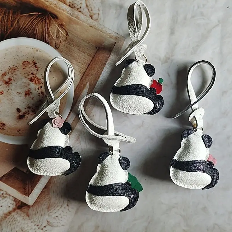 

Sheepskin Handmade Bag Accessories Giant Panda Climbing Tree Car Key Pendant Handbag Crossbody Bags Pendant Girl Birthday Lovely