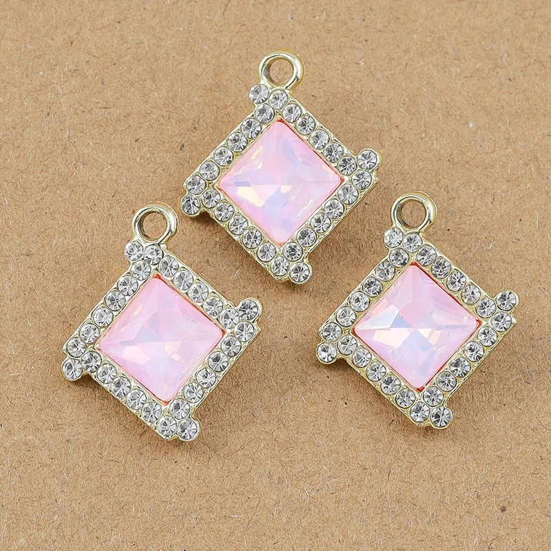 10 Stück 21*18mm Edelstein Kristall Geometrische Charms Anhänger für Schmuckherstellung Ohrringe Armband DIY Halskette Zubehör Zubehör – Detail 3