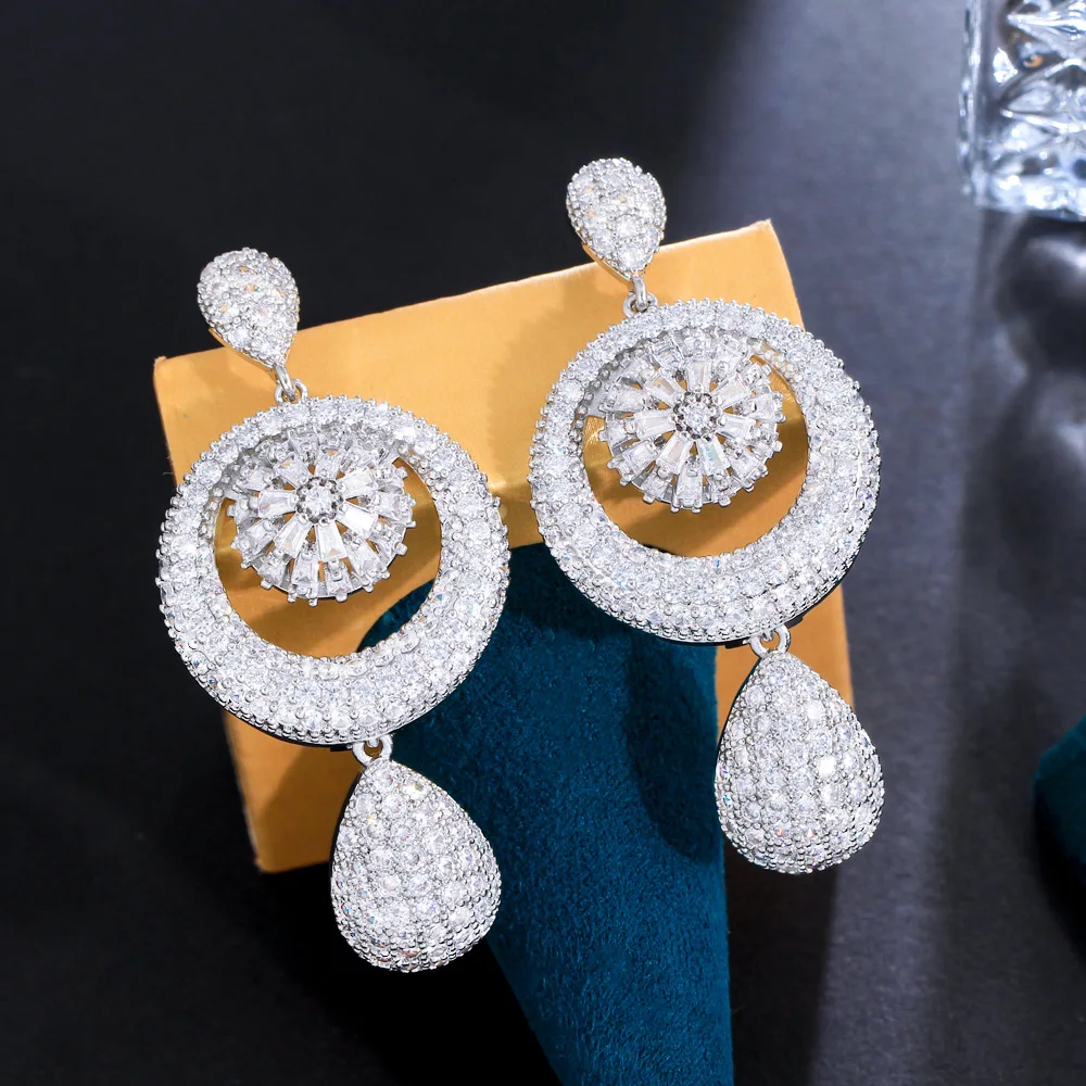 CWWZircons 2023 Neue Luxus Baumeln Wasser Tröpfchen Cubic Zirkon Große Lange Hochzeit Ohrringe für Bräute Afrikanische CZ Schmuck CZ530 – Detail 4