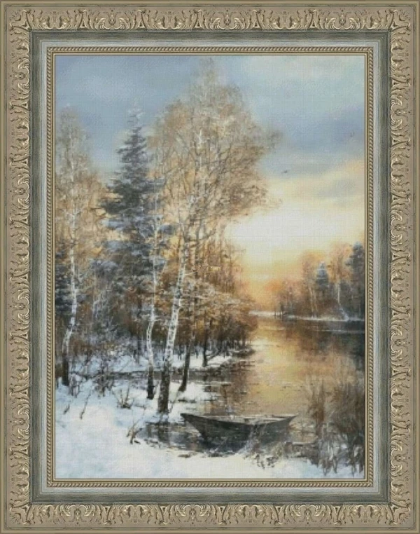 

Winter River Snowy forest 18CT 14CT Unprinted Top Quality Cross Stitch Kits Embroidery Art DIY Handmade Needlework Home Decor