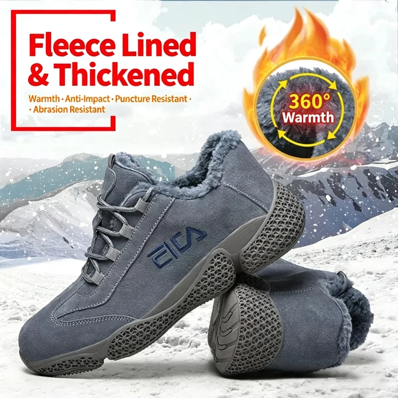 New Winter Fleece-Lined, Insulated Welding Safety Shoes with Steel Toes—Impact-Resistant and Puncture-Resistant