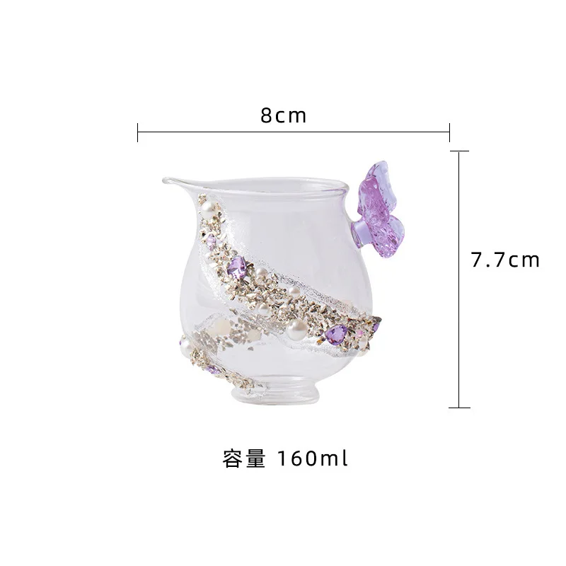 Handmade non-hot glass fair cup high borosilicate creative butterfly handle sub-teapot