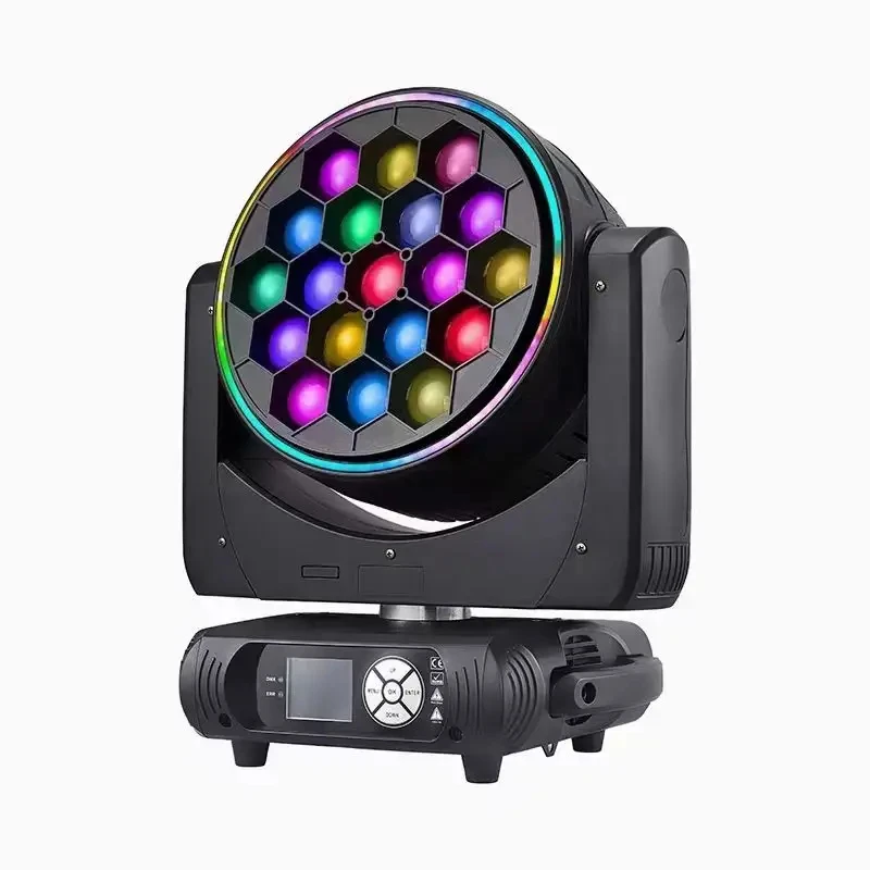 

2pcs led moving head zoom bee eye dmx 19 x 40w RGBW 4in1 Lyre Zoom Moving Head Led Wash light with point control