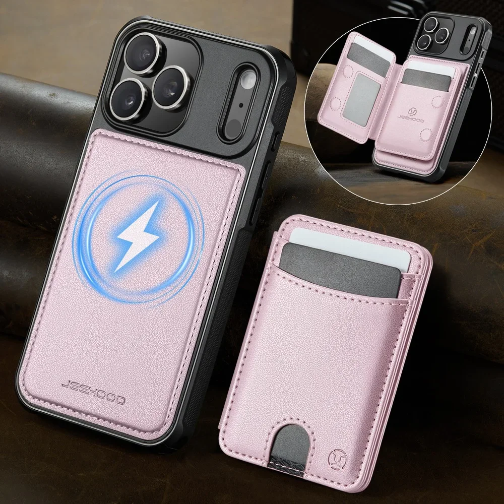 Magnetic Detachable Wallet Case Phone Cover for iPhone 17 Air 16 15 14 Plus 13 12 Pro Max with Support Wireless Charging