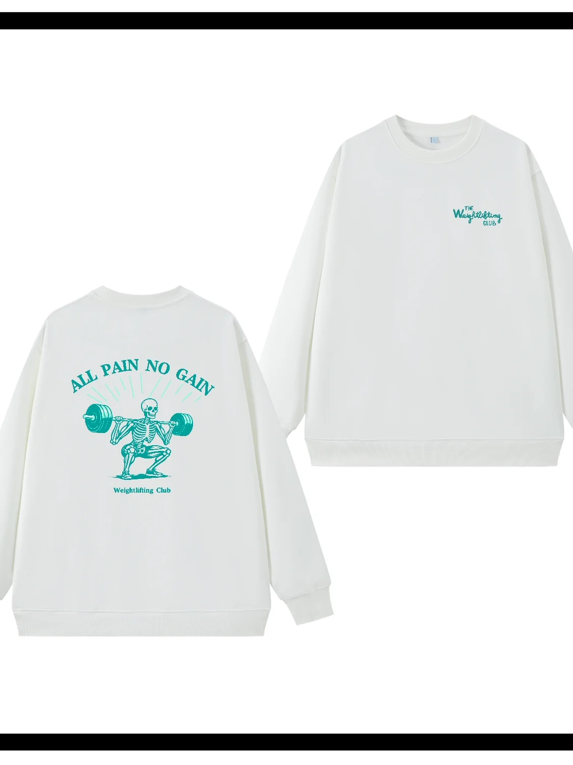

Свитшот All Pain No Gain с круглым вырезом, свободного кроя, для тяжелой атлетики, спортивный, повседневный, из смеси хлопка и полиэстера, осень-зима