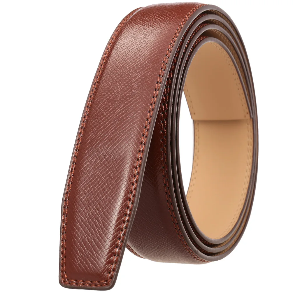 3.5CM Width No Buckle 3.5cm Width Cowskin Genuine Leather Belt Men Without Automatic Buckle Strap Male Black Brown