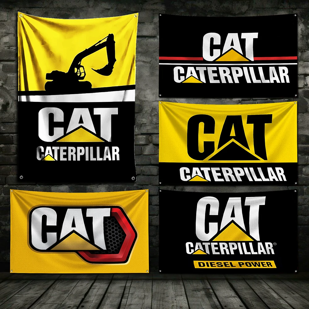 3x5 Ft CAT Flag Polyester Digital Printing Banner for Garage Wall Art Out Door Decoration C-Caterpillars With Brass Grommets