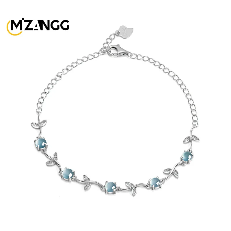 

Natural A-goods Jadeite Blue Water Small Fresh Bracelet S925Silver Inlaid High-grade Fashion Icy Jade Hand Jewellery Ladies Gift