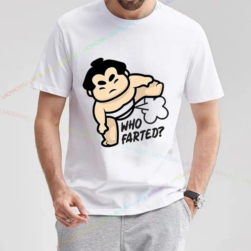 Fun Sumo Wrestling Men's T-shirt Who Farted Japanese Wrestler T-shirt Gift Shirt Casual Loose Fashion Streetwear