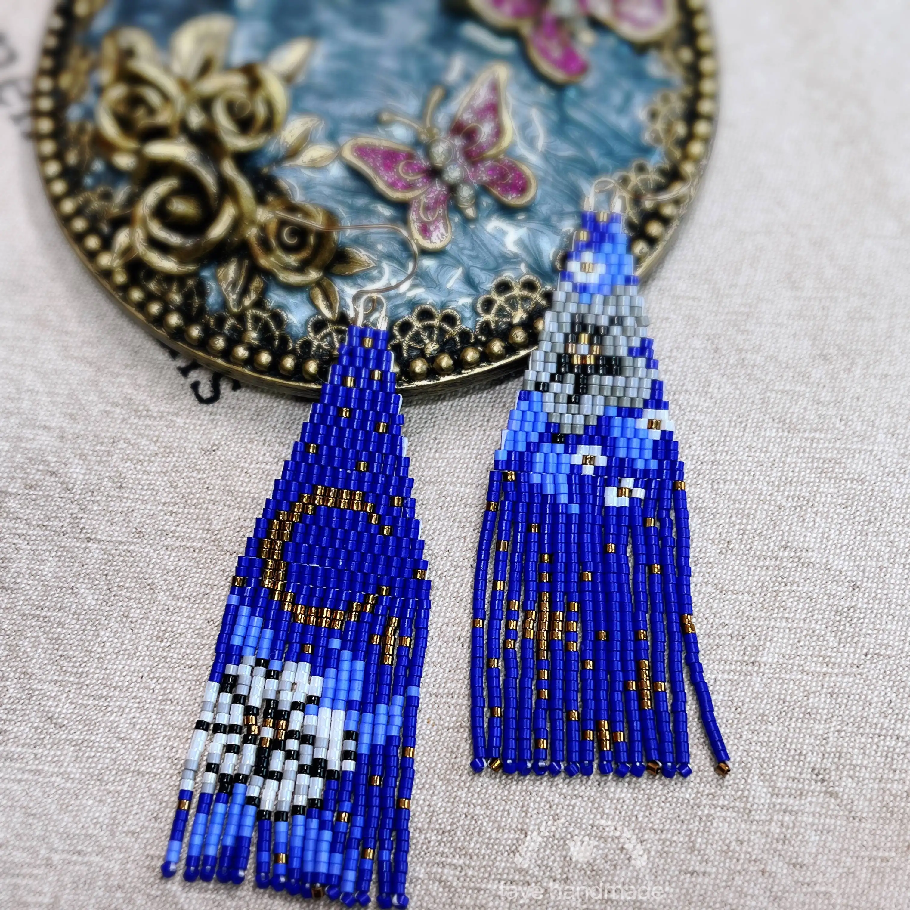 

ZGMXR серьги из рисовых бусин с кисточками и цветами в богемном стиле, сплав ручной работы, оригинальная симметрия, красочные модные серьги из бисера с восходом солнца