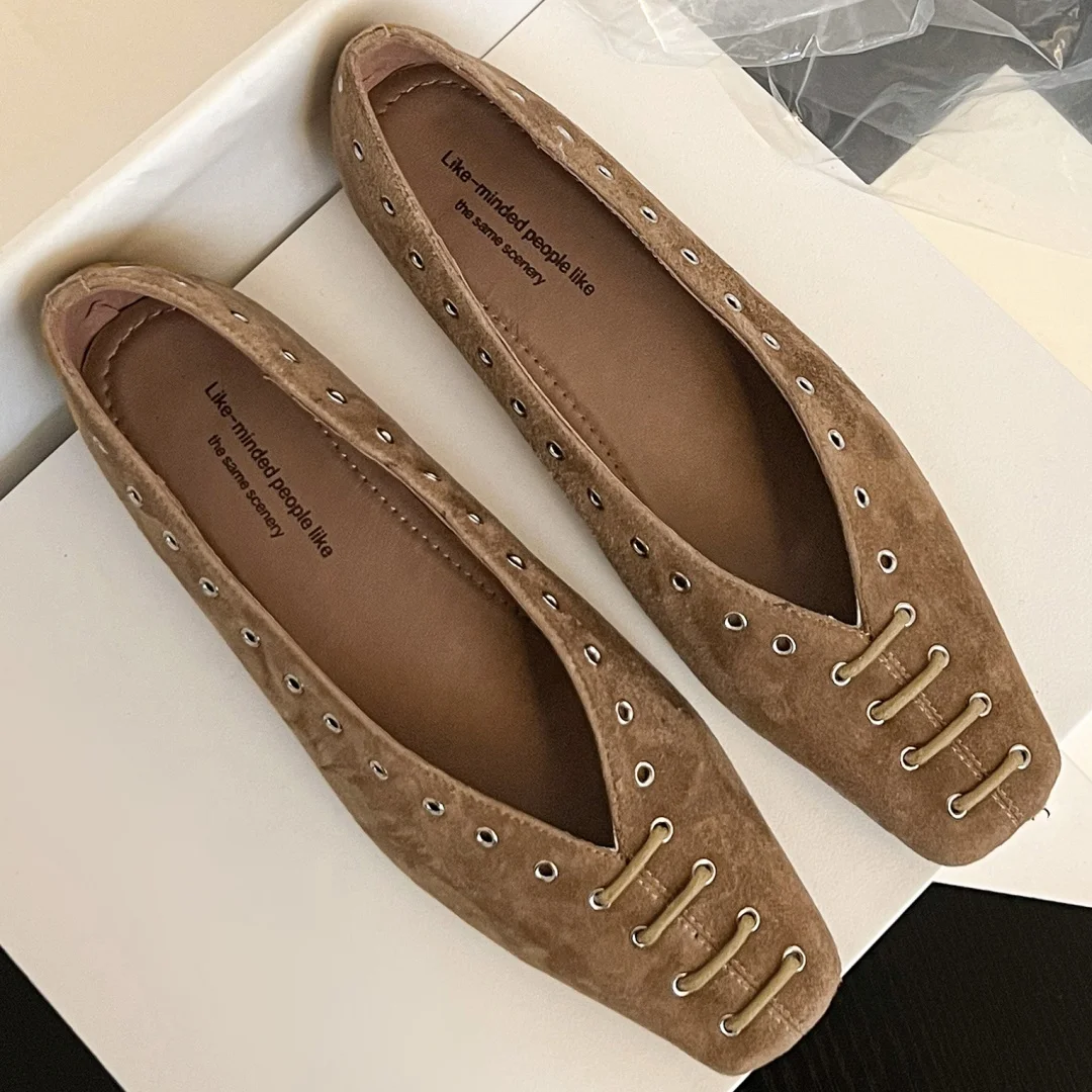 2025-spring-new-women's-natural-suede-leather-square-toe-slip-on-flats-rivet-lace-up-casual-female-casual-daily-shoes-for-woman